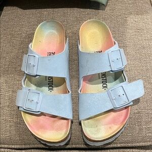 Birkenstock womens Pastel Blue Rainbow Sandals